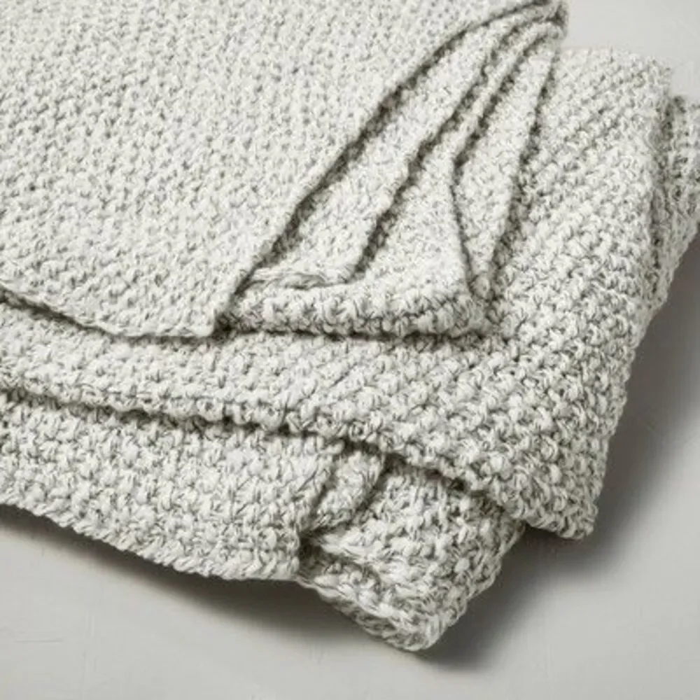 Casaluna Cream Waffle Knit Throw Blanket